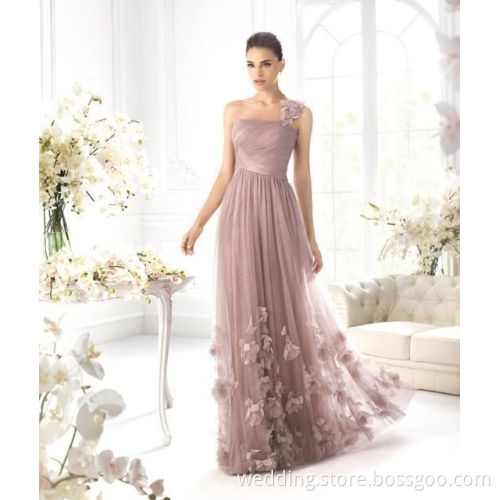 One-shoulder Long Chiffon Prom Dresses